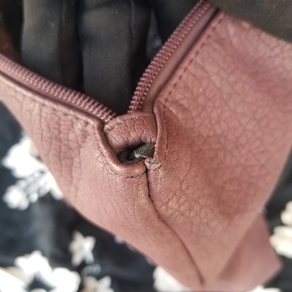 Free People Pebbled Vegan Leather Large Pouch Plum Colored